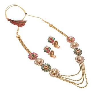copper alloy multicolour necklace set with floral work 3