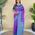 Purple silk saree featuring elegant traditional motifs all over the saree with contrast blouse