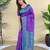 Purple silk saree featuring elegant traditional motifs all over the saree with contrast blouse