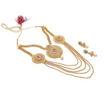 copper alloy necklace set with multicolour jalebi design 2