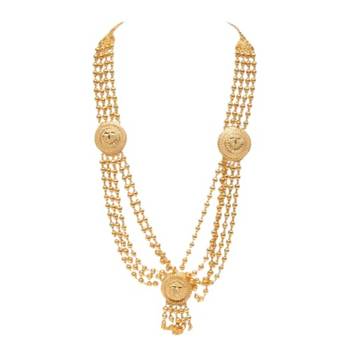 Gold metal long necklace with plain layered style 2