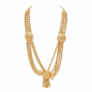 Gold metal long necklace with plain layered style 3