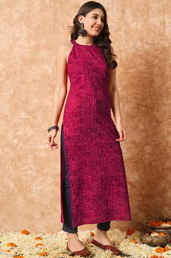 Bandhani printed cotton kurta