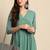 Green chiffon self design flared kurta
