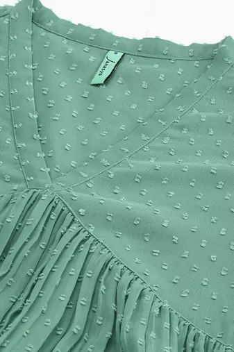 Green chiffon self design flared kurta