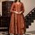 Ethnic motifs embroidered panelled thread work pure cotton kurta with trousers & with dupatta