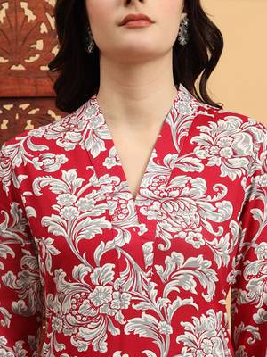 Ethnic motifs printed flared sleeves summer sheers kurta 2