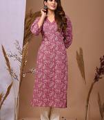 Ethnic motifs printed pure cotton straight kurta