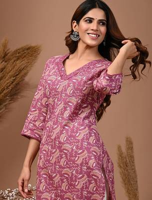 Ethnic motifs printed pure cotton straight kurta 2