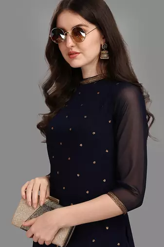 Sequin embellished straight kurta with trousers