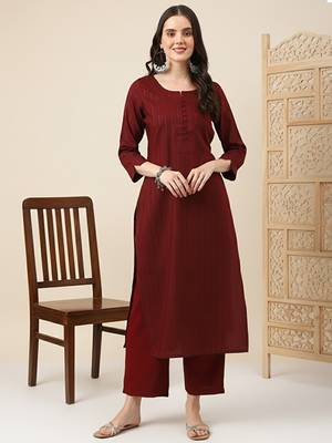 Striped regular thread work kurta with palazzos 1