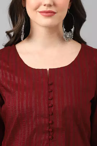 Striped regular thread work kurta with palazzos