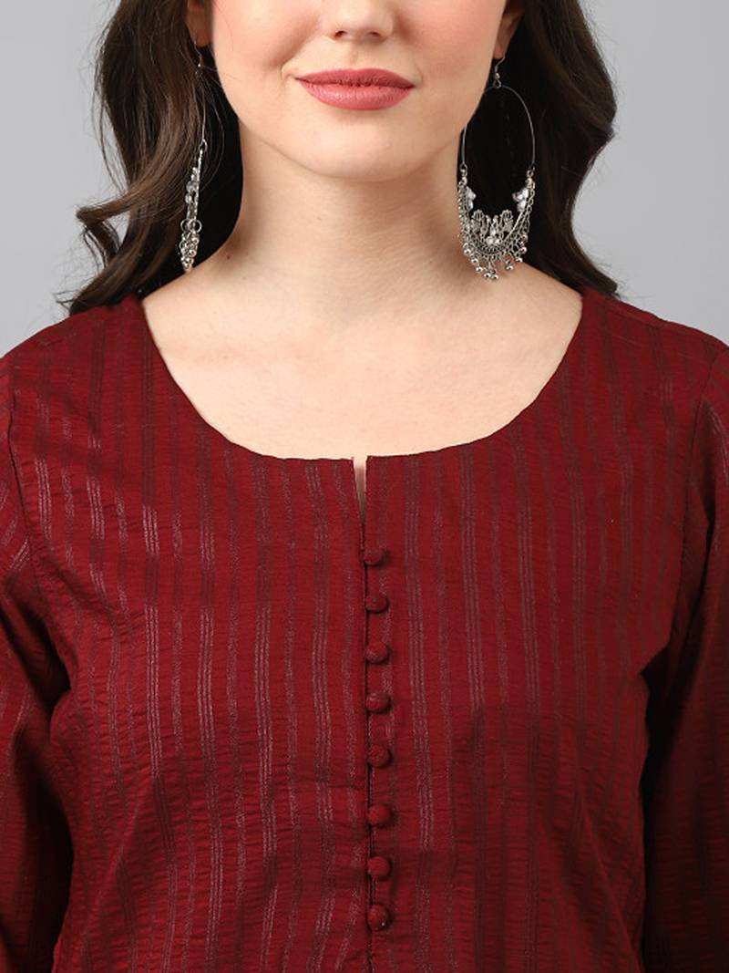 Striped regular thread work kurta with palazzos