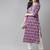 Purple & white pure cotton ethnic motifs printed kurta