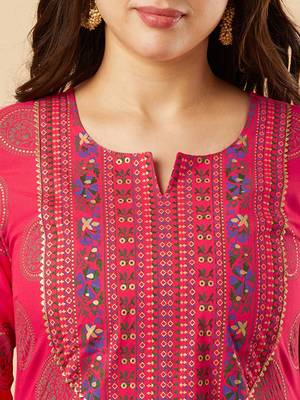Ethnic motifs yoke design gotta patti kurta with trousers & dupatta 2