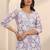 Floral printed thread work cotton straight kurta