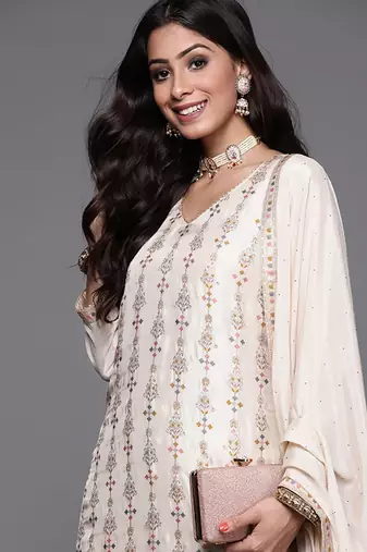 Ethnic motifs regular kurta with trousers & dupatta