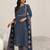 Floral printed notch-neck kurta with trousers and dupatta