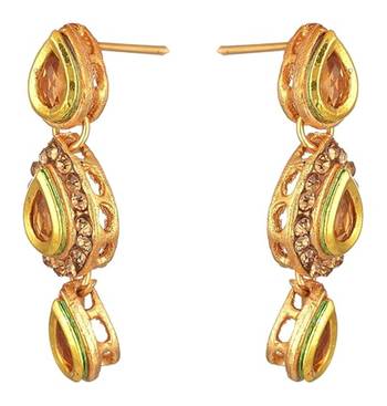 gold metal necklace set with shore kundan design 3