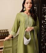 Floral yoke design thread work jashn kurta with palazzos & dupatta