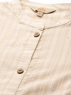 Beige cotton striped kurta with palazzos 2