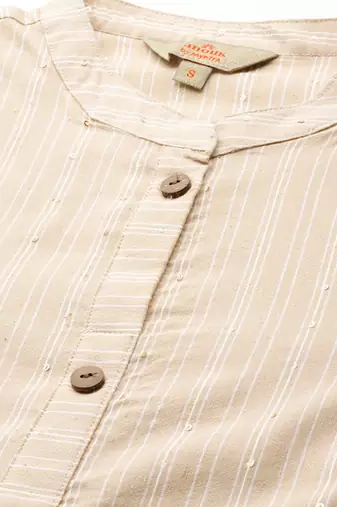 Beige cotton striped kurta with palazzos