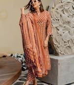 Floral printed gotta patti pure cotton kurta with trousers & with dupatta