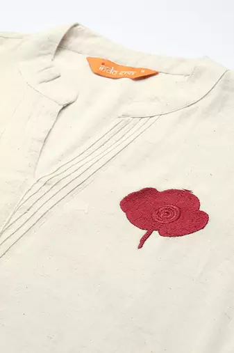 Floral embroidered thread work pure cotton republic day kurta with palazzos