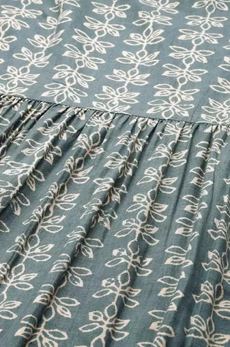 Floral printed high slit pure cotton kurta