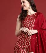 Ethnic motifs printed regular kurta with trousers & with dupatta