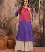 Ombre zari kurta with pleated details
