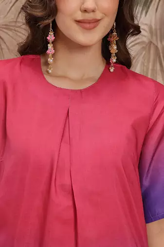 Ombre zari kurta with pleated details