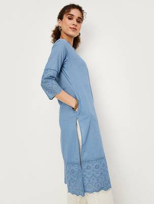 Mandarin collar a-line cotton kurta 3