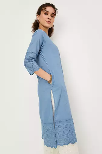 Mandarin collar a-line cotton kurta