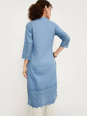 Mandarin collar a-line cotton kurta 4