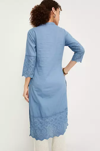 Mandarin collar a-line cotton kurta