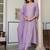 Lavender chinon embellished kurta with pant and dupatta