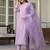 Lavender chinon embellished kurta with pant and dupatta