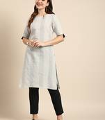 Striped keyhole neck cotton kurta