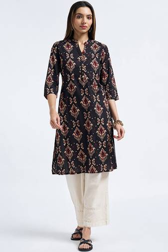 Floral printed cold-shoulder sleeves kurta