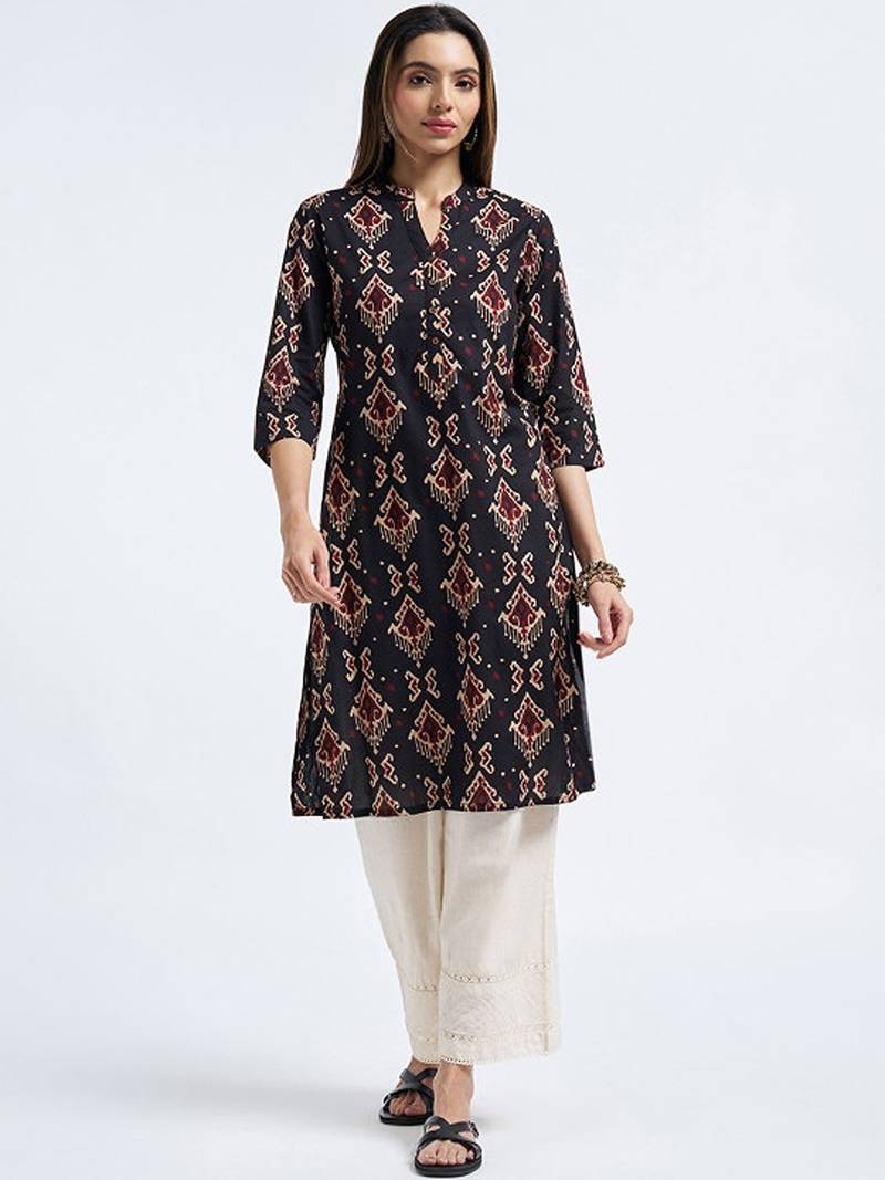 Floral printed cold-shoulder sleeves kurta