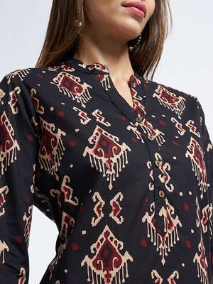 Floral printed cold-shoulder sleeves kurta 4