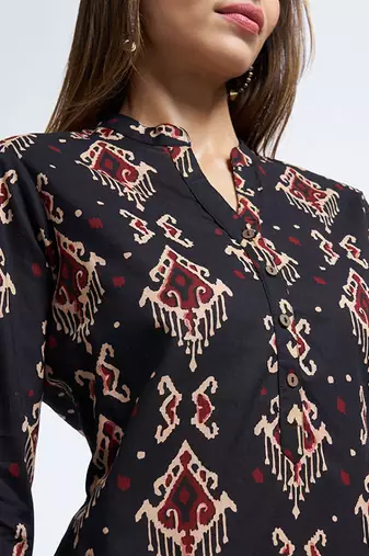 Floral printed cold-shoulder sleeves kurta