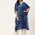 Navy blue & white hand dyed asymmetric kaftan kurta