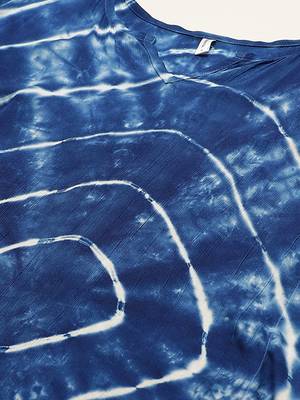 Navy blue & white hand dyed asymmetric kaftan kurta 2