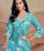 Floral embroidered chikankari summer sheers republic day republic day kurta