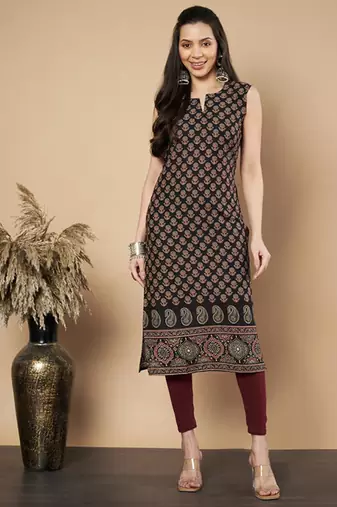 Floral printed notch neck kurta