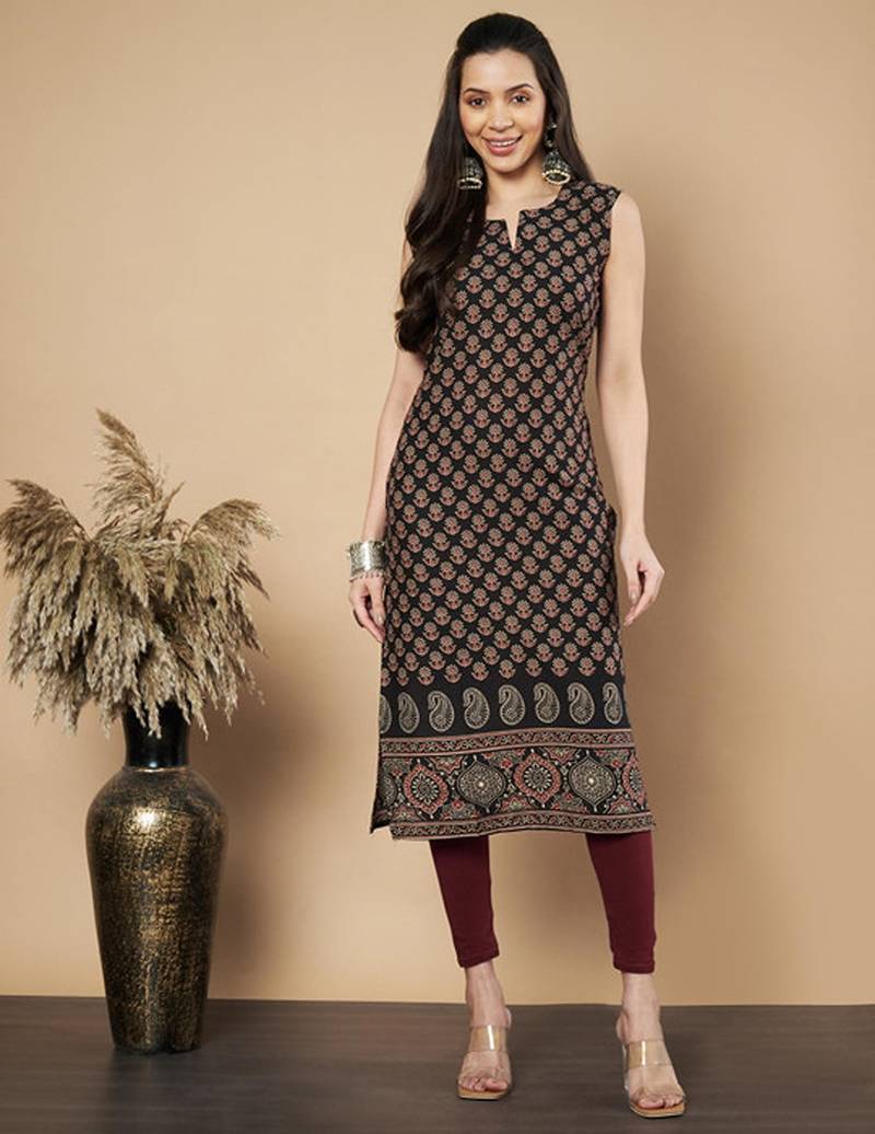 Floral printed notch neck kurta