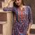 Floral printed notch neck thread work pure cotton a-line kurta