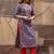Floral printed notch neck thread work pure cotton a-line kurta